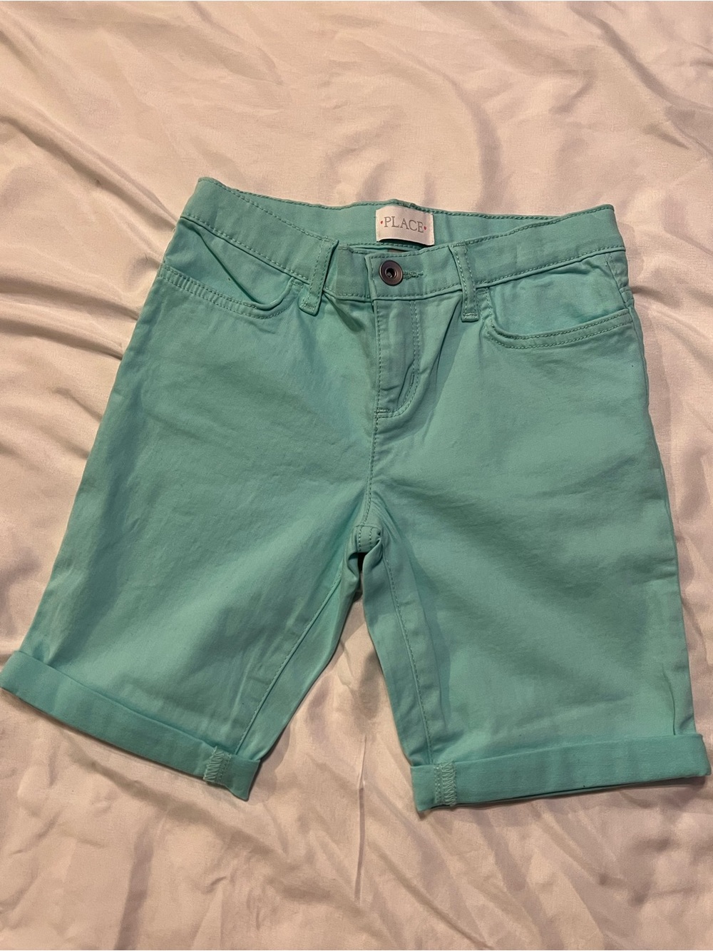 Place Girls Teal Mint Rolled Hem Shorts